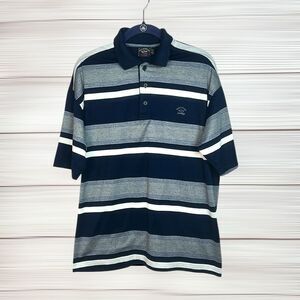 Paul & Shark Polo Shirt Blue White Striped Cotton Short Sleeve Italy size M